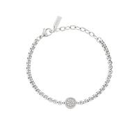 BREIL, Colección Ketch, Pulsera para Hombre de Acero Pulido, con Elemento Central Redondo de Acero con Símbolo de Ancla, Práctico Cierre de Mosquetón, Talla Única, Plata