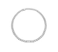 BREIL, Colección Logomania, Collar para hombre de acero espejado con cadena Groumette y logotipo, Práctico cierre de mosquetón, Ideas de regalos para hombres, Longitud ajustable 17-22 cm, Plata