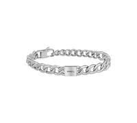 BREIL, Colección Logomania, Pulsera para Hombre de Acero Espejado con Cadena Groumette y Logotipo, Práctico Cierre de Mosquetón, Ideas de Regalos para Hombres, Longitud Ajustable 17-22 cm, Plata