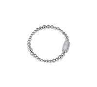 BREIL, Colección Magnetic, Pulsera Mujer Luna Pequeña, en Acero Pulido Espejo, con Pequeñas Esferas de Diferentes Tamaños, Práctico Cierre Imán, Color Plata, Tamaño 19 Cm