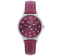 BREIL, Colección Paradise, Reloj para Mujer, Movimiento de Cuarzo Only Time, con Correa de Piel y Pequeños Planetas, Satélites y Estrellas en la Esfera Redonda, Diámetro 30 mm, Fucsia
