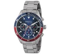 BREIL, Colección Sail, Reloj para Hombre, Cronógrafo para Hombre de Acero, Movimiento de Cuarzo, Esfera Azul y Roja, Esferas e Índices Luminosos, Cierre de Buzo, Caja de 42 mm, Plata-Azul-Rojo