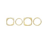 Breil, Colección Tetra, juego de anillos de mujer, 4 anillos de acero IP Gold de diferentes formas y tamaños, tallas 10-14-18, idea de regalo para mujer