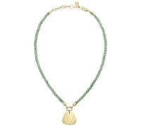 Breil, Collar para Mujer Colección Private Code TJ3152, Collar de Aventurina Verde con Dos Chapas de Acero Revestidas de Oro IP