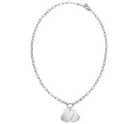 BREIL, Collar Private Code Collection, Cadena de Acero Pulido con Placas Personalizables en Acero Pulido, Cierre de Mosquetón Ajustable de 40cm a 46cm