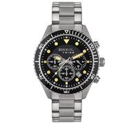 BREIL Hombre Vela Mono-Clock Esfera Cuarzo Negro CRONÓGRAFO Movimiento y Plata Pulsera DE Acero EW0584