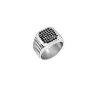 Breil Joya TJ3983 colección Steel & Spark, anillos para hombre de acero, cristales color plata, negro, talla 27 con circonita