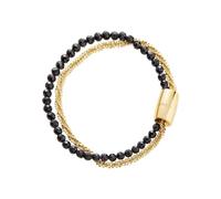 Breil, Magnetica System - Pulsera pequeña Black Sun, acero inoxidable pulido, con piedras de espinela negras, cierre magnético, color dorado y negro, longitud: 19,5 cm, Eine Grösse, Acero inoxidable,