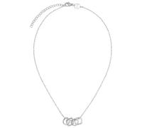 BREIL, Nueva Colección Tetra, Collar para Mujer de Acero Espejado y Satinado, Cadena con 4 Colgantes Geométricos Icónicos y Práctico Cierre de Mosquetón, Longitud 45 cm, Plata
