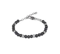 BREIL - Pulsera para Hombre Colección ARTHA TJ2884 - Joyería para Hombre - Pulsera de Piedra Hematita y Acero Satinado para Hombre - 22 cm
