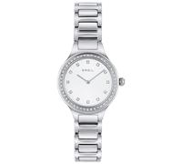 BREIL Reloj Blanco Solo-Time - 2 CUARZOS LANCETTE y Pulsera DE Acero Plateado TW1966