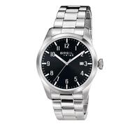 BREIL Reloj Classic Elegance Men's Mono-Clock dial Black Time Only Movement - 3 LANCHE Quartz and Silver Steel Bracelet EW0232