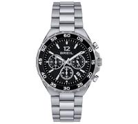 BREIL Reloj DE Hombre Highway Esfera Mono-Clock Movimiento CRONÓGRAFO Cuarzo Negro y Pulsera DE Acero Plateado TW1947