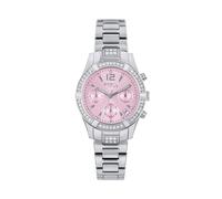 BREIL Reloj EW0818 C'EST Chic para Mujer, Esfera Rosa Monocolor, Movimiento CRONÓGRAFO DE Cuarzo y Correa DE Acero Plateada