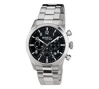 BREIL Reloj Hombre Classic Elegance Mono-Color Negro CRONÓGRAFO Movimiento Cuarzo y Pulsera DE Acero Plateado EW0227