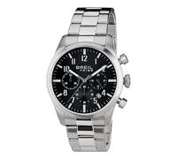 BREIL Reloj Hombre Classic Elegance Mono-Color Negro CRONÓGRAFO Movimiento Cuarzo y Pulsera DE Acero Plateado EW0227