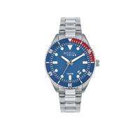 BREIL Reloj Hombre Overhand Esfera Bicolor Azul Movimiento Solo Tiempo - 3 MANECILLAS DE Cuarzo y Pulsera DE Acero Plata EW0717