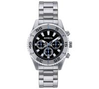 BREIL Reloj Hombre Sprinter Esfera Mono-Clock Movimiento CRONÓGRAFO Cuarzo Negro y Pulsera DE Acero Plata TW1997