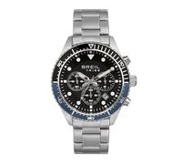 BREIL Reloj Men's Sail Esfera Mono-Negra Movimiento Quartz Chronograph y Pulsera DE Acero Plateado EW0485