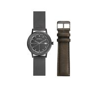 BREIL Reloj Men's Six.3.Nine con Esfera Mono-Cour FIREWOOD Movimiento Solo Time - 3 Quartz LANCES y Mesh/Correa DE Acero DE Color MARRÓN TW1911