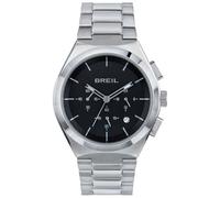 BREIL - Reloj para Hombre Bend Collection TW1906 - Reloj de Pulsera Chrono Gent con Esfera analógica Negra - Movimiento SUNON PE902 - Reloj de Cuarzo - Brazalete de Acero Plateado