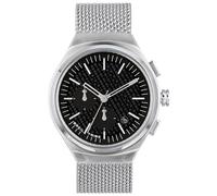 BREIL - Reloj para Hombre Colección SPIN Off EW0531 - Reloj de Pulsera Chrono Gent con Esfera analógica Negra - Movimiento SUNON PE902 - Reloj de Cuarzo - Brazalete de Acero Plateado