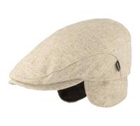 Breiter Gorro de invierno con orejeras para hombre, gorro plano con visera 100% lana con protección de orejas desplegable, gorro cómodo y apto para la piel, gris claro, 58