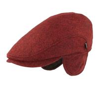 Breiter Gorro de invierno para hombre con orejeras, gorra plana, 100% lana, con protección para las orejas desplegable, respetuoso con la piel y cómodo, Rojo mel., 61