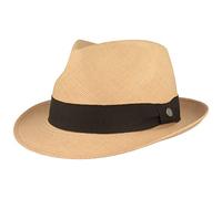 Breiter Original Sombrero Panamá de Paja Hecho a Mano en Ecuador Sombrero de Verano Trilby Protección UV - 100% Paja - Refuerzo contra deformaciones, Stone M