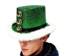 Breitkrempiger Weihnachts Hut aus Filz - Festliche Unisex Mütze mit weißem Fell & Glöckchen | Lustiger Partyhut Weihnachten & Neujahr | Dekorativer Kostümhut für Feiern Cosplay & Aufführungen