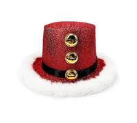 Breitkrempiger Weihnachts Hut aus Filz - Festliche Unisex Mütze mit weißem Fell & Glöckchen | Lustiger Partyhut Weihnachten & Neujahr | Dekorativer Kostümhut für Feiern Cosplay & Aufführungen