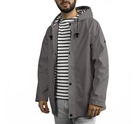 Breizh Ocean - encerado impermeable, de XS a 4XL, creación francesa ARMOR - Interior marino a rayas - Mixto - A prueba de viento para hombre o mujer - Chaqueta impermeable - Abrigo para hombre, gris