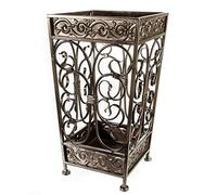 Brelso Super Quality Umbrella Stand, Umbrella Holder, Antique Look Metal, Entry Hallway D?Cor, Square Style, w/Removable Drip Tray. (Bronze)