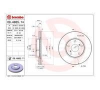 BREMBO 2X Disco De Freno Delante 273 Ventilado Para Toyota Auris _E15_