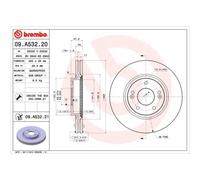 BREMBO 2X Disco De Freno Delantero 300 Ventilado Para Hyundai I30 Kombi FD