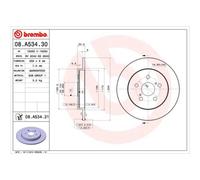 BREMBO 2X Disco De Freno Trasero 259 Completo Para Toyota Verso S _P12_ Prius
