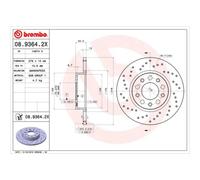 BREMBO 2X Disco De Freno Trasero Ø278 Mm Para Fiat 500X 334_ 1.4 1.6 334 1.3 D