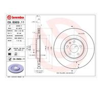 BREMBO 2X Disco De Freno Trasero Ø330 Mm Ventilado Para Audi A4 Avant 8K5 B8