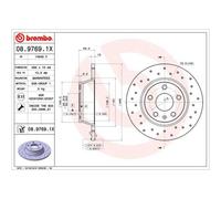 BREMBO 2x Disco Freno Trasero Ø286 MM Completo Perforado para Audi Tt 8J3 2.0