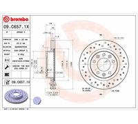 BREMBO 2x Discos Ø 266 Perforado/Iluminación Interior para Peugeot 308 Sw II