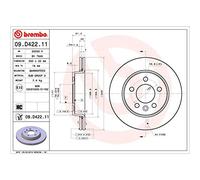 Disco de freno BREMBO 09D42211 trasero, ventilado , altamente carbonizado, 1 Pieza