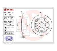 Brembo Discos de freno traseros completos, 2 unidades, 302 mm de diámetro, 08.D430.11