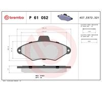BREMBO Juego de pastillas de freno Delantero P 61 052