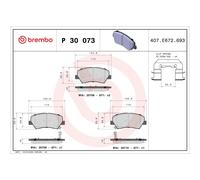 BREMBO P 30 073 Pastillas de freno delantero para i30 Cee'D Cerato Ceed Ela