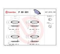 BREMBO P 59 031 Pastillas de freno trasero para Astra Zafira Astravan Corsa