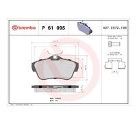 Juego de pastillas de freno BREMBO P 61 095, atrás