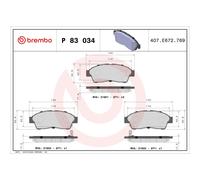 BREMBO P 83 034 Pastillas de freno delantero para Corolla Carina E RAV 4 Camry P