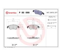 Brembo P 85 098X - Pastilla de freno