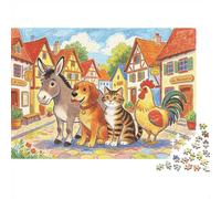 Bremen Musicians Puzzles 1000 Piezass Recycled Material Ilustración de Fábula Puzzles para Adultos Developing Boy & Girl‘s Inteligencia Juego Padre-Hijo Activity 38x26cm/1000pcs