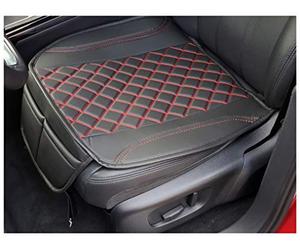 BREMER SITZBEZÜGE Cojín de Asiento de Piel sintética de Piel sintética Compatible con Audi A6 C6 cojín en Piel sintética Negro/Rojo Costuras OT402